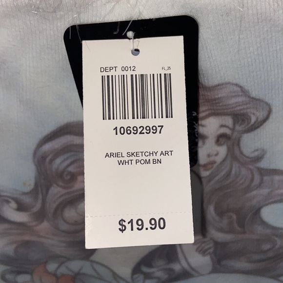 Disney Ariel Sketchy Art White Pom Beanie - Picture 5 of 5